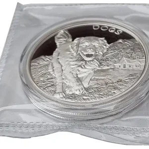 Fiji 1 Oz Silber Dogs Golden Retriever 2022 Proof Like in Münzkapsel + Folie verschweist Exklusiv