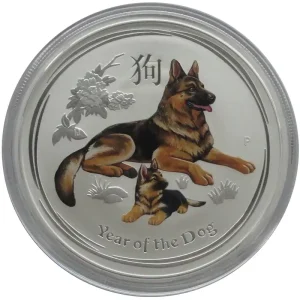 Australien 2 Oz Silber Lunar Hund II 2018 Farbe Highlight