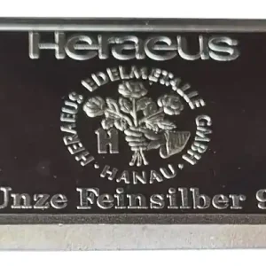 Schneller Versand 1 Oz Silberbarren Heraeus 31,1 gr 999/1000 Feinsilber