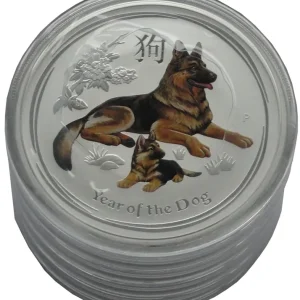 Bestpreis Australien 5 x 2 Oz Silber Lunar Hund II 2018 Farbe
