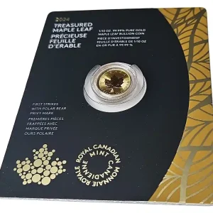 Kanada 5 Dollars Goldmünze Maple Leaf 1/10 Oz Gold 2024 - Privy Mark Eisbär im Blister Weltweiter Versand