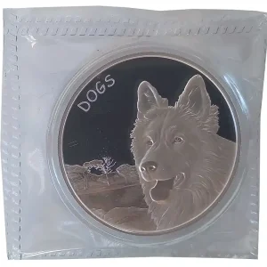Neuheit Fiji 1 Oz Silber Dogs Schäferhund 2023 Proof Like in Münzkapsel + Folie verschweist