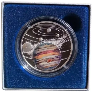 Sofort Bestellen 1 Oz Silber Jupiter Niue - Solar System 2020 Polierte Platte im Etui