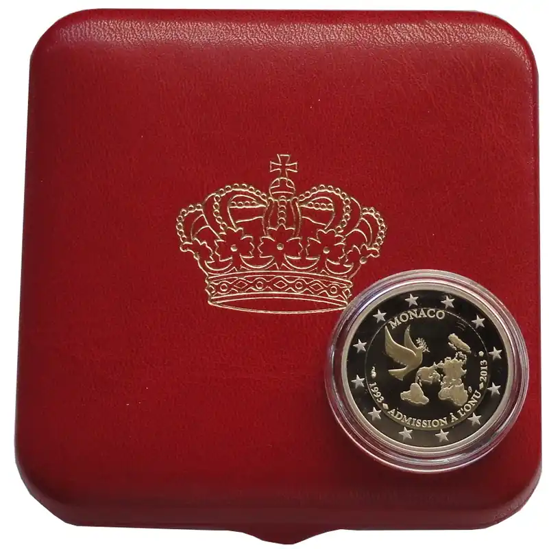 Monaco 2 Euro Gedenkmünze 20 Jahre UNO Mitgliedschaft 2013 Polierte Platte im Etui Sofort Bestellen