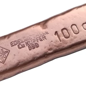 Ab Werk BeKo Edelmetalle 100 Gramm Kupferbarren 999 Feinkupfer (gegossen) - Vintage Steel (alte Form)
