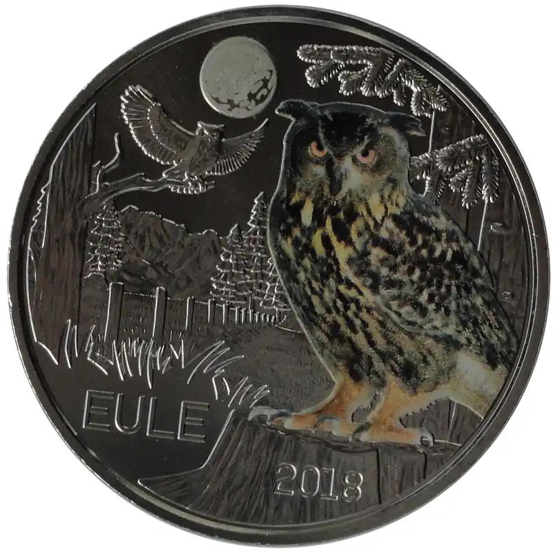 Echt Österreich 3 Euro Tier Taler Eule 2018 mit Flyer