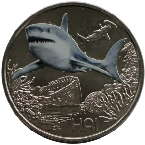 Top-Qualität Österreich 3 Euro Tier Taler Hai 2018 mit Flyer