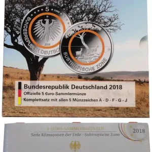 Sonderaktion Sparpaket ! 5 x 5 Euro Bimetall Subtropische Zone STGL Blister + PP ADFGJ mit Polymering 2018