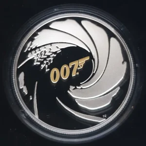 Tuvalu 1 Oz Silber James Bond 007 - High Relief 2020 Polierte Platte Teilvergoldet Neue Kollektion