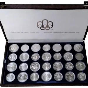 Must-Have Kanada 28 Silbermünzen Olympiade Montreal 1976 Komplettsatz in Münzkassette