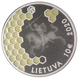 Kostenfreie Lieferung 10 Euro Silber Baumbienenhaltung - Bienenwaben Litauen 2020 Polierte Platte