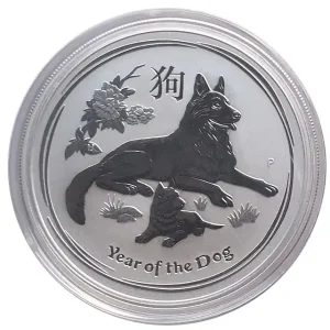 Preisreduziert Australien 1 Oz Silber Lunar Hund II 2018 BU in Münzkapsel