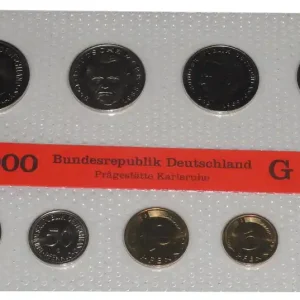 Top-Angebot BRD 12,68 DM Kursmünzensatz G Karlsruhe 2000 - Original Noppenfolie