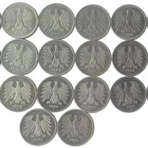 Sofort Bestellen 100 DM Umlaufmünzen 20 x 5 Deutsche Mark - Prägejahre 1975 bis 1994