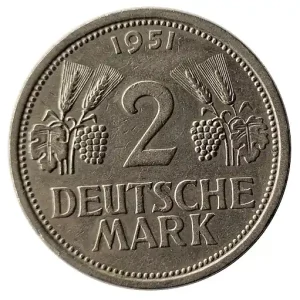 Must-Have 2 DM Ähren und Trauben 1951 Prägebuchstabe J Hamburg