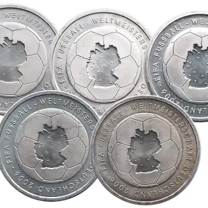 5 x 10 Euro Silber 2003 ADFGJ FIFA Fussball - Weltmeisterschaft 2006 Top-Preis