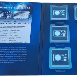 Gratis Versand Komplettsatz Silberbarren - Unser Planet Erde 5 x 1/2 Oz Feinsilber 999/1000 Spiegelglanz