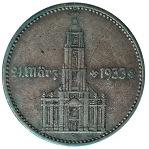 Zertifiziert Deutsches Reich 2 Reichsmark Silber Garnisonkirche mit Datum 1933 A Kratzer