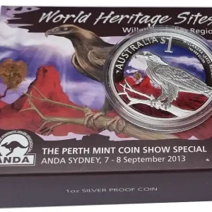 Australien 1 Oz Silber Adler Willandra Lakes Region 2013 - Anda Coin Show Special Sydney Gratis Versand