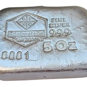 BeKo Edelmetalle 5 Oz Silberbarren 999 Feinsilber (gegossen) Sammlerbarren - Barrennummer 1 Mega-Angebot