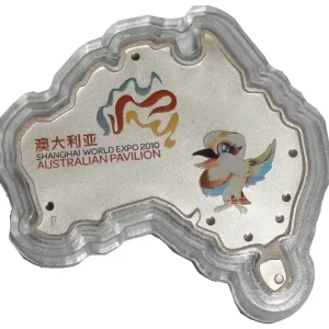 Australien 1 Oz Silber Kookaburra Map Shaped Shanghai World Expo 2010 Neu
