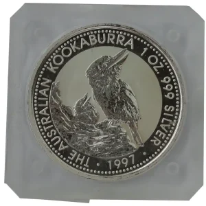 Australien 1 Oz Silber Kookaburra 1997 - Original eckige Münzkapsel Schnäppchen