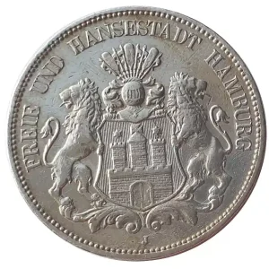 Zertifiziert Deutsches Kaiserreich 5 Mark Silber Freie und Hansestadt Hamburg 1908 J