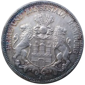 Deutsches Kaiserreich 5 Mark Silber Freie und Hansestadt Hamburg 1908 J Neu Im Sortiment
