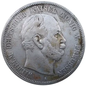 Original Deutsches Kaiserreich 5 Mark Silber Wilhelm König von Preussen 1875 A