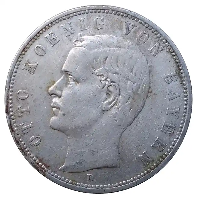 Sale Deutsches Kaiserreich 5 Mark Silber Otto König von Bayern 1907 D