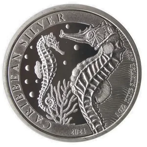 1 Oz Silber Seepferdchen 2021 - Anlagemünze aus Barbados Neu