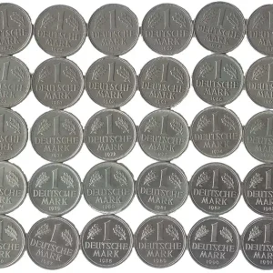 Preisreduziert 40 DM Umlaufmünzen 40 x 1 Deutsche Mark - Prägejahre 1950 bis 1992