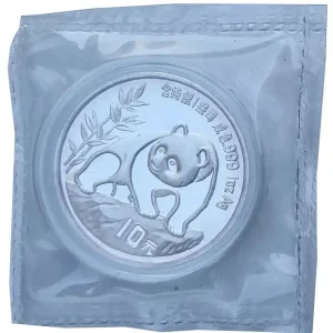 Gratis Versand China 10 Yuan 1 Oz Silber Panda 1990 in Münzkapsel u. Original Folie verschweist