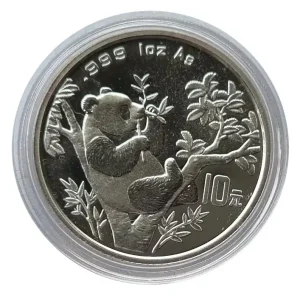 China 10 Yuan 1 Oz Silber Panda 1995 in Münzkapsel Neue Ware