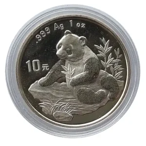 Direktkauf China 10 Yuan 1 Oz Silber Panda 1998 in Münzkapsel