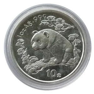 Echt China 10 Yuan 1 Oz Silber Panda 1997 in Münzkapsel