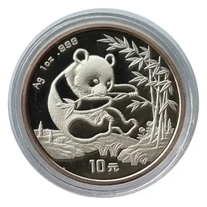 China 10 Yuan 1 Oz Silber Panda 1994 in Münzkapsel Wochenendangebot