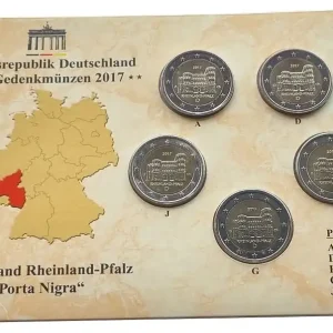 Preis Gesenkt BRD: 5 x 2 Euro Münzen ADFGJ Porta Nigra 2017 im Folder