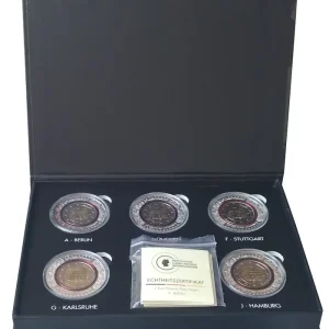 Letzte Chance BRD: 5 x 2 Euro Münzen ADFGJ Porta Nigra 2017 im Polymerring mit Etui u. Echtheits - Zertifikate