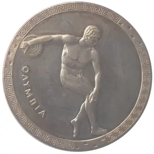 Top-Qualität Silbermedaille Diskuswerfer 1972 - OLYMPIASTADT MÜNCHEN GRÜSST DIE WELT
