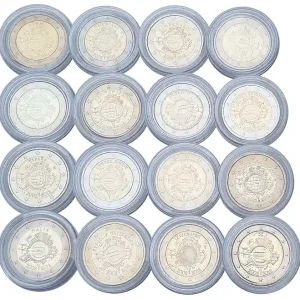 Neuheit 16 x 2 Euro Gedenkmünzen 10 Jahre Euro Bargeld aus diversen Länder in Münzkapseln
