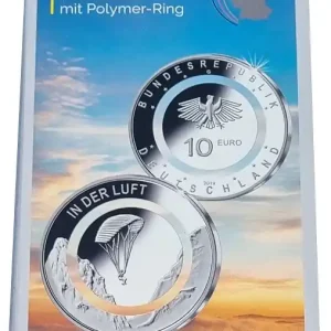 Neuheit 10 Euro Münze in der Luft 2019 F Stempelglanz mit farblosen Polymerring im Folder