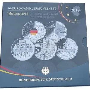 Direktkauf 5 x 20 Euro Silber Gedenkmünzenset 2019 Deutschland Spiegelglanz im Folder