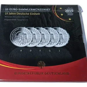 Top-Seller BRD: 5 x 25 Euro Silber Gedenkmünzenset 25 Jahre Deutsche Einheit 2015 Spiegelglanz im Folder