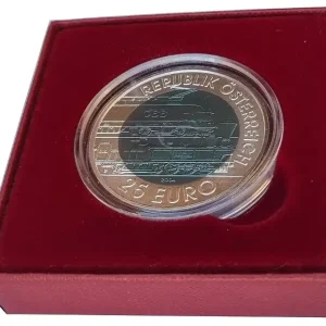 Österreich 25 Euro Silber Niob Münze 150 Jahre Semmeringbahn 2004 Handgehoben Kostenfreie Lieferung
