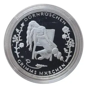 BRD: 10 Euro Silber Gedenkmünze Dornröschen Grimms Märchen 2015 Spiegelglanz Neue Kollektion