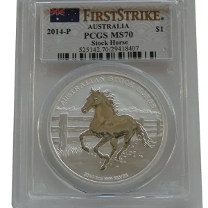 Australien 1 Oz Silber Stock Horse Pferd 2014 PCGS MS 70 Nur Heute