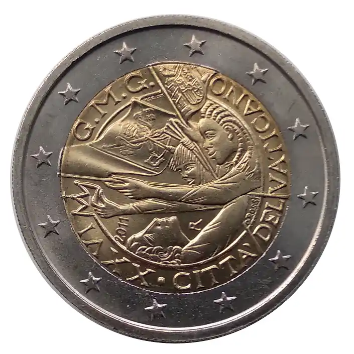 Hochwertig Vatikan 2 Euro Gedenkmünze Weltjugendtag in Madrid 2011 in Münzkapsel