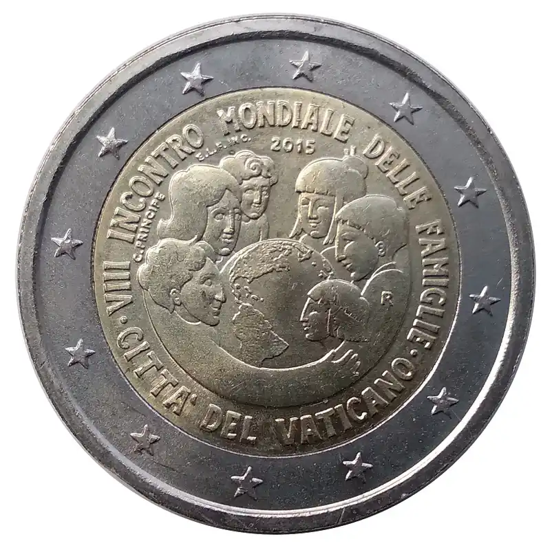 Sonderaktion Vatikan 2 Euro Gedenkmünze Weltfamilientreffen in Philadelphia 2015 in Münzkapsel