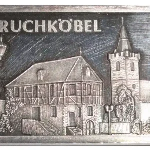 Mega-Angebot 1 Oz Silberbarren Heraeus Edelmetalle Hanau. Motivbarren: Stadt Bruchköbel